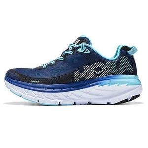 Blue Hoka one Bondi 5 running shoes